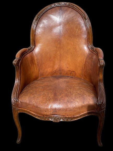 Fauteuil De Bureau Louis XV En Cuir