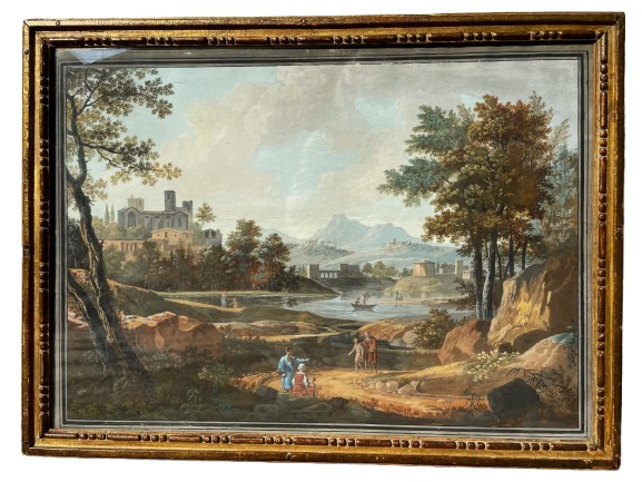 Gouache Drawing Italian Landscape 18th Century