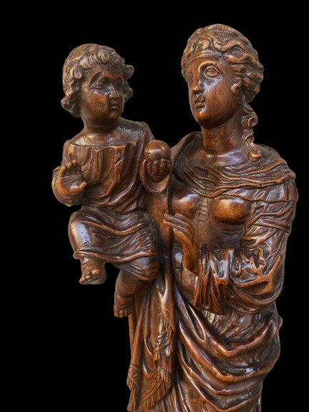 Statue de Vierge à l'enfant XVIIIème-photo-2