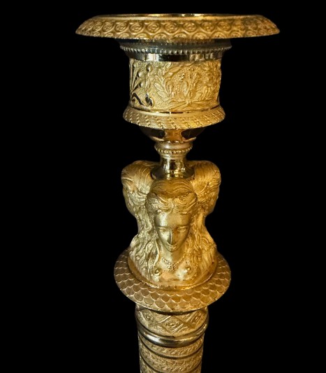 Paire de flambeaux bronze doré Claude GALLE-photo-2