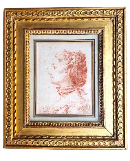 French School, 18th Century, Sanguine Drawing, Portrait Of A Young Woman, Louis XVI-photo-2
