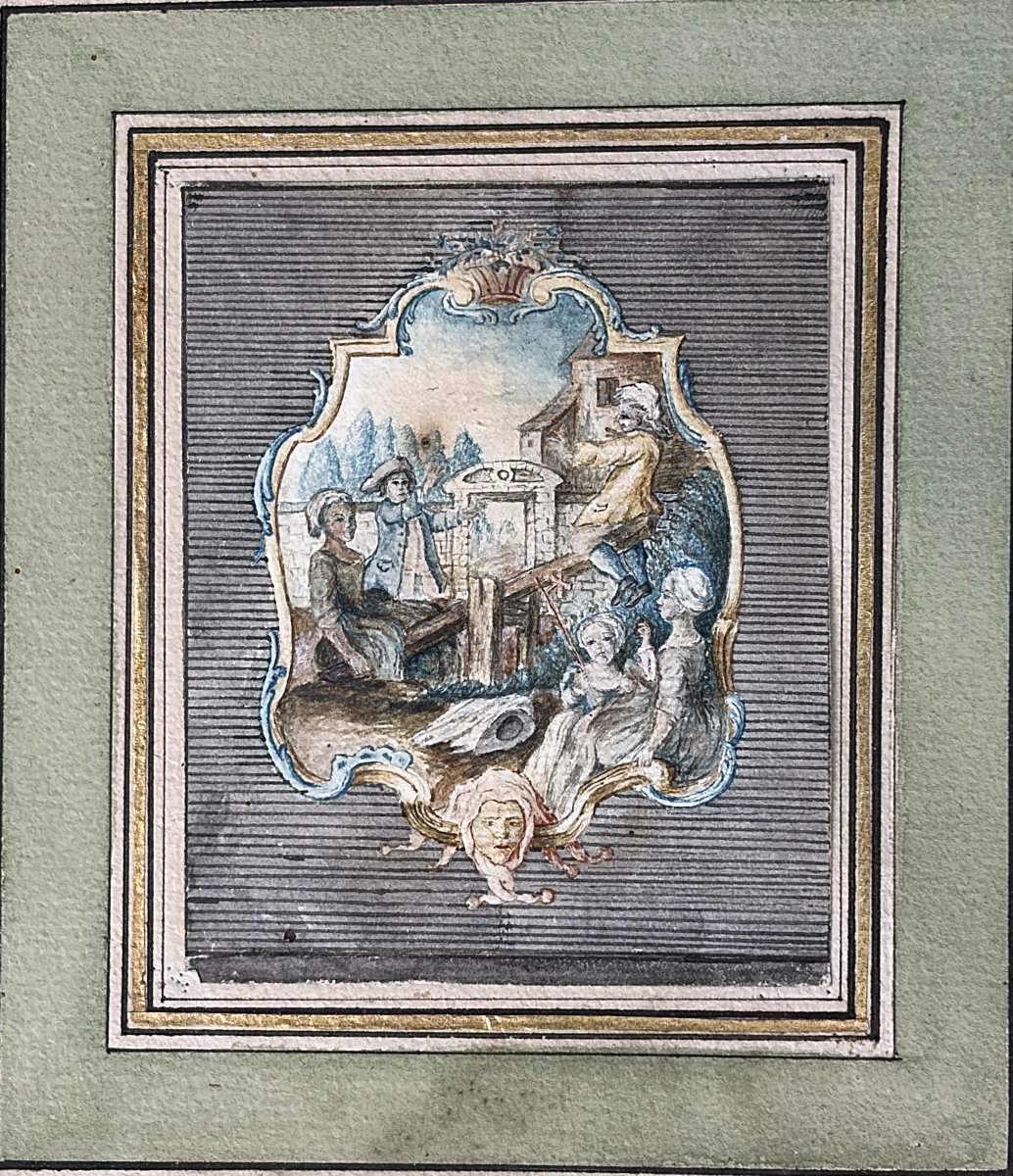 Children's Games - Pair Of Louis XVI Drawings-photo-3