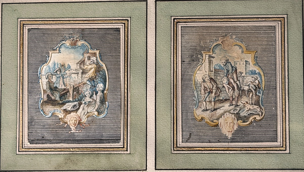 Children's Games - Pair Of Louis XVI Drawings