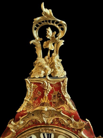 Lampshade And Base In Red Lacquer With Louis XV-style Chinese Motifs, Signed Gosselin-photo-2