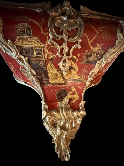 Lampshade And Base In Red Lacquer With Louis XV-style Chinese Motifs, Signed Gosselin-photo-8