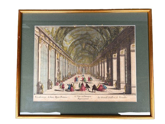 18th-century Engraving With High Relief, Hall Of Mirrors, Versailles