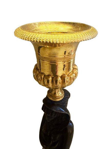 Paire de bougeoirs Empire aux cariatides-photo-1