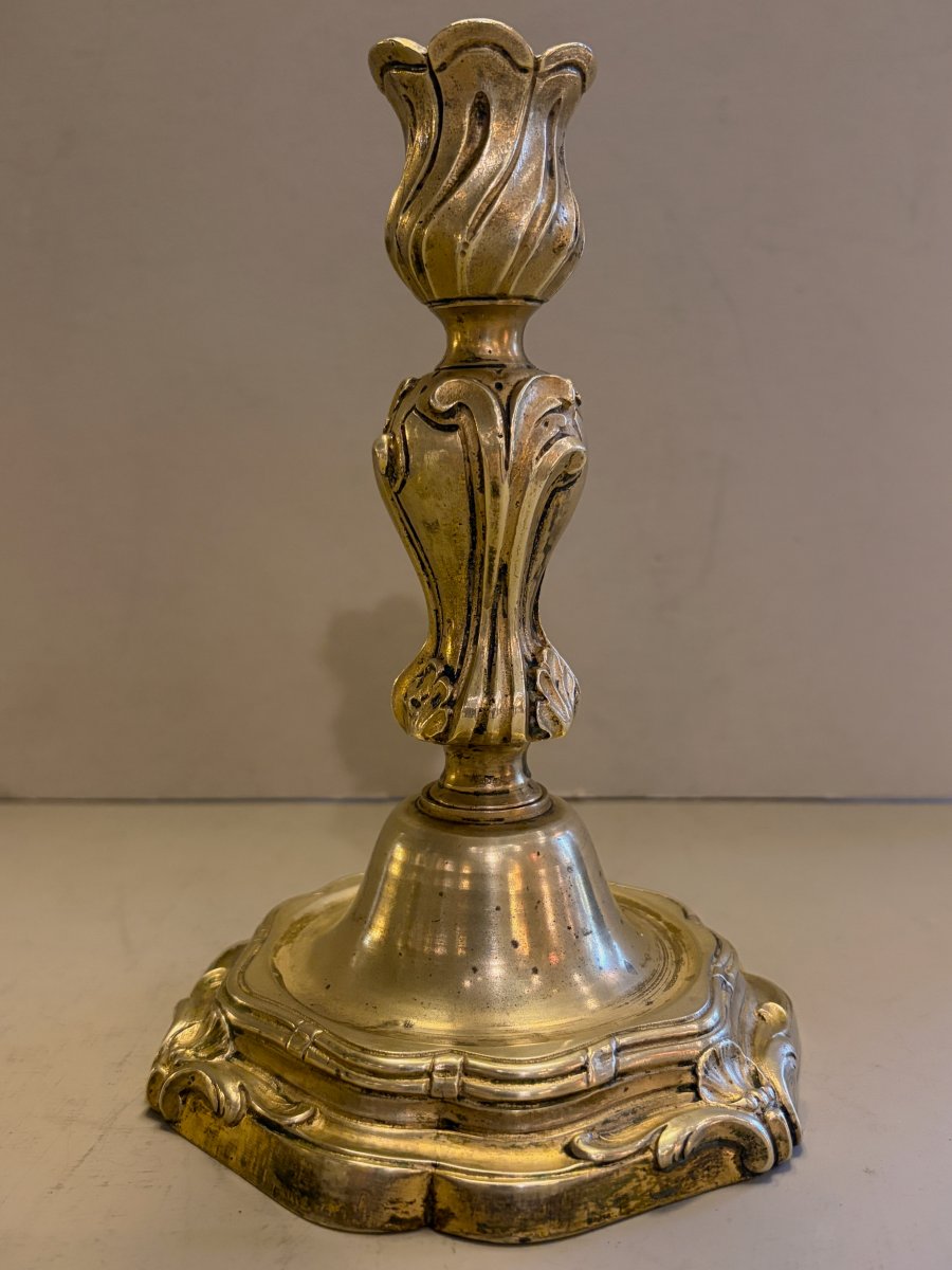 Pair Of Louis XV-style Bronze Candlesticks-photo-2