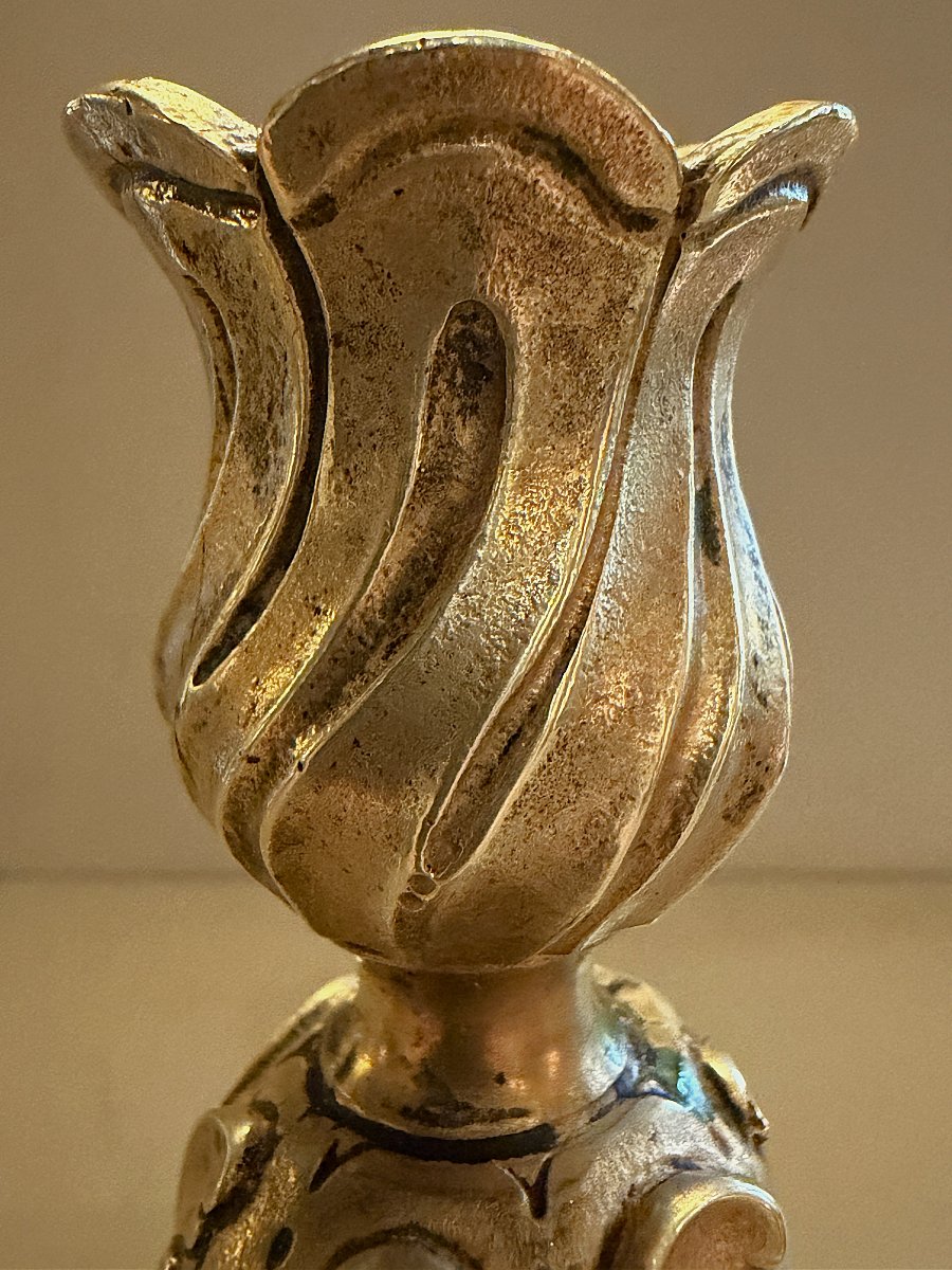 Pair Of Louis XV-style Bronze Candlesticks-photo-3