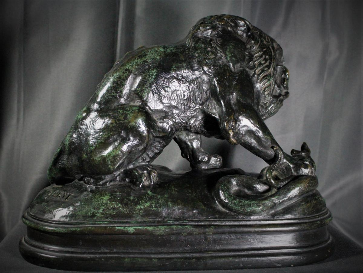 Lion Au Serpent (n°1) Signé Barye-photo-3