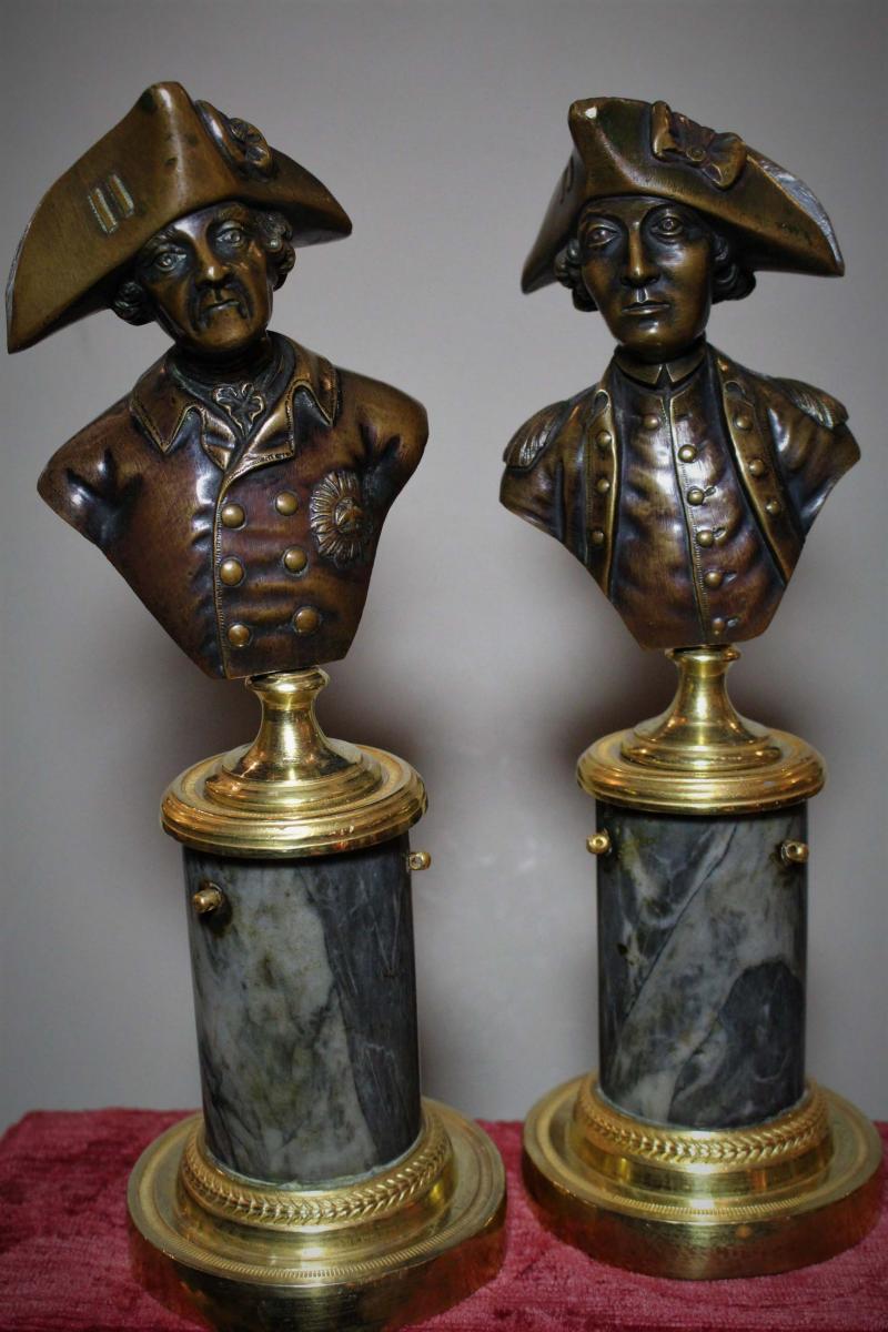 Pair Of Busts In Bronze By Frédéric II ...