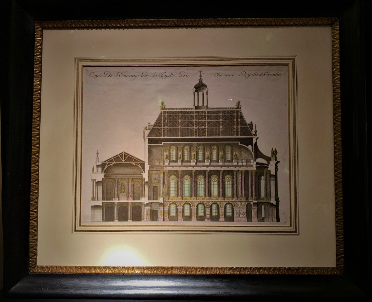 Suite de 5 gravures Chapelle Royale du Château de Versailles  Louis XIV