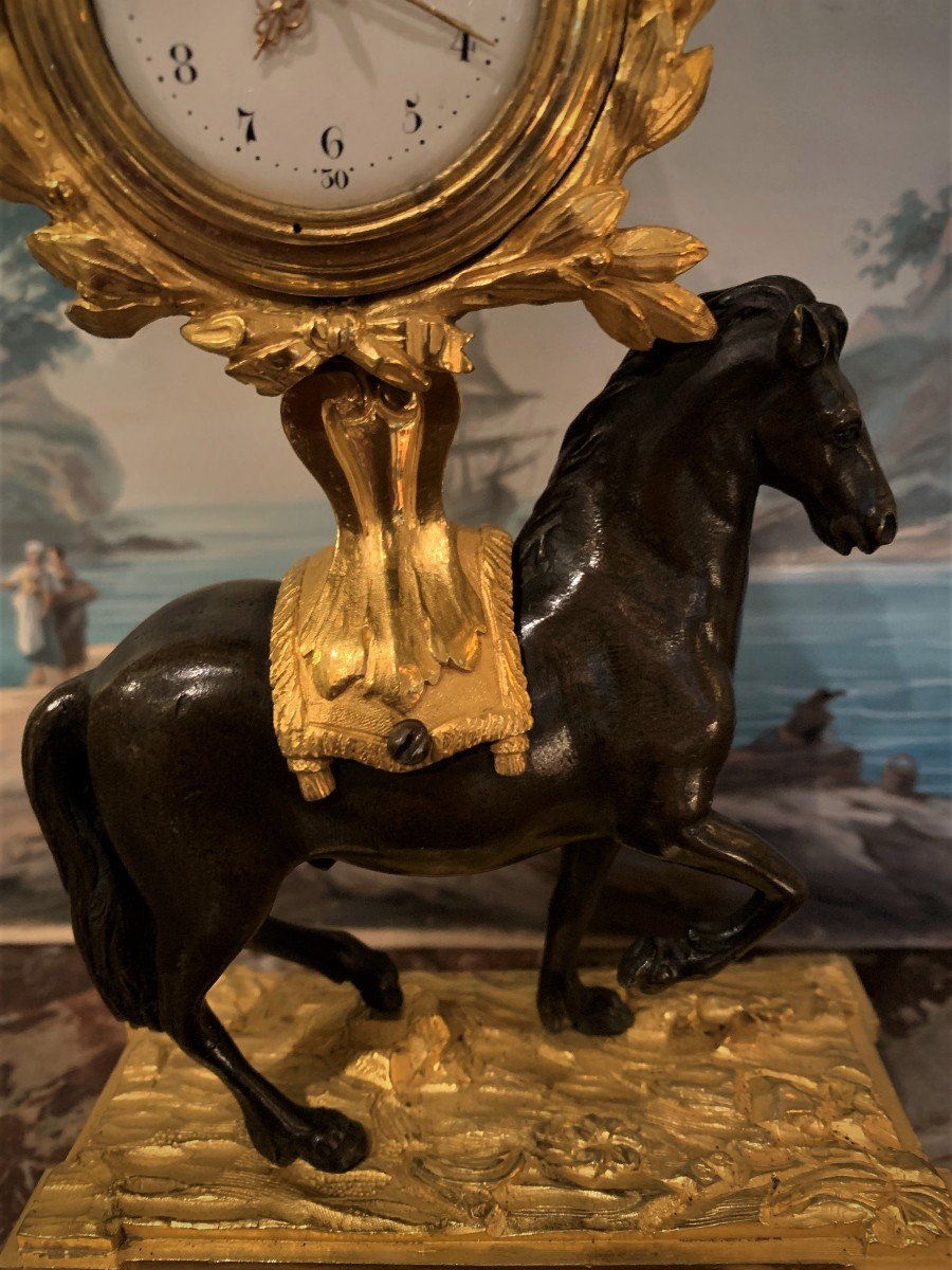 Louis XVI Gilt Bronze Horse Clock-photo-2