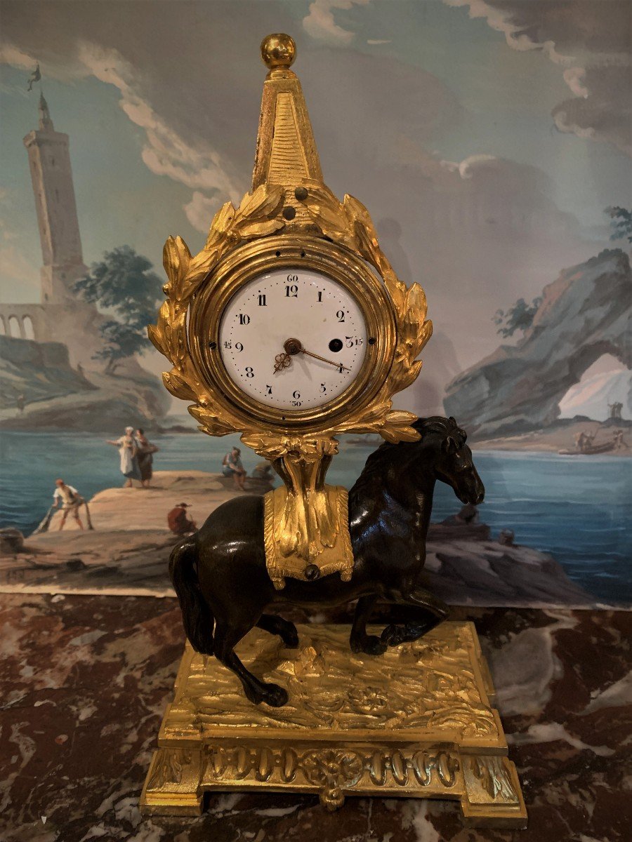 Louis XVI Gilt Bronze Horse Clock