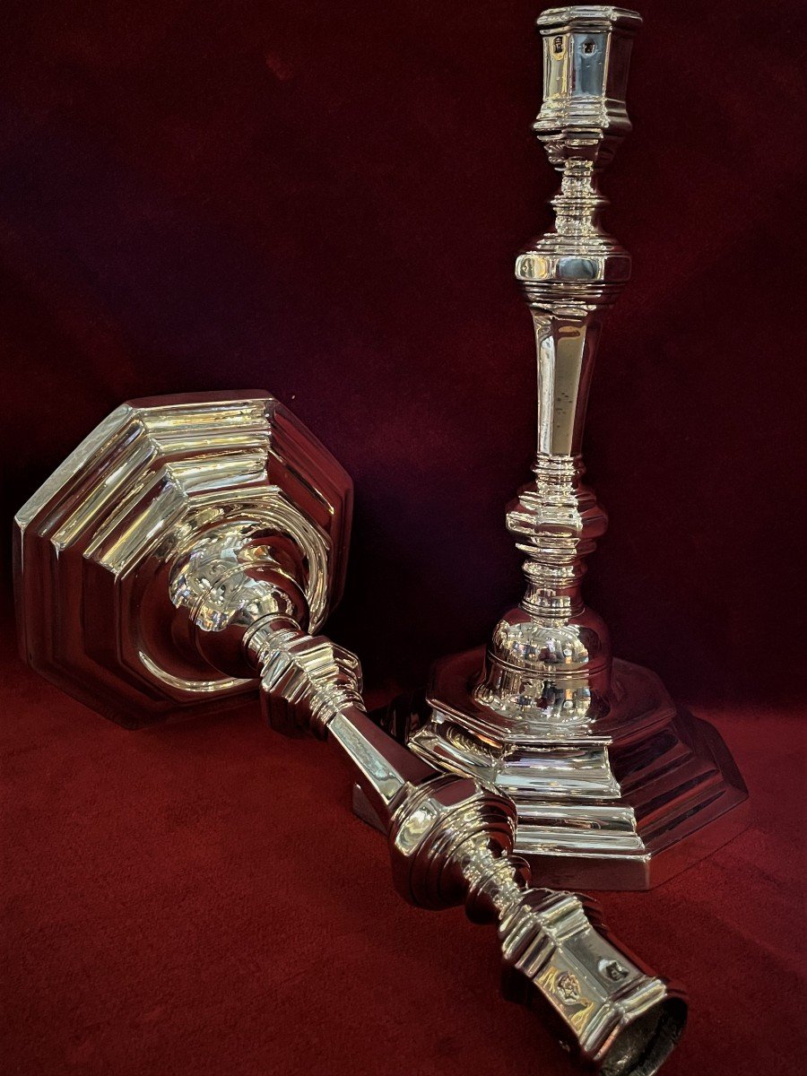 Pair Of Candlesticks In Sterling Silver-photo-4