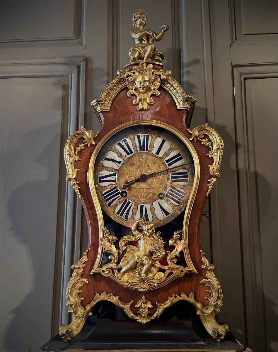 Cartel Louis XIV Rosewood Marquetry-photo-3