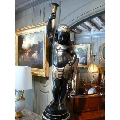 Statue Enfant Egyptien En Fonte De Fer