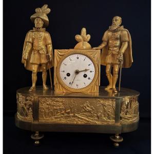 Pendule en Bronze doré Henri IV et  Sully