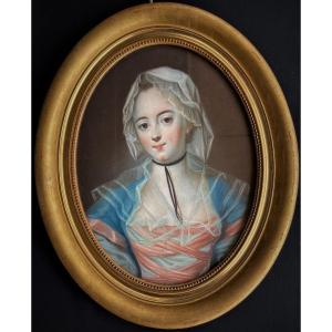 Oval Pastel Of Young Girl Late Eighteenth Century