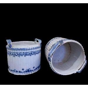 Pair Of 18th Century White Blue Earthenware Refreshers