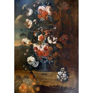 Nature morte de fleurs Ecole Flamande fin XVIIème
