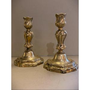 Pair Of Louis XV-style Bronze Candlesticks