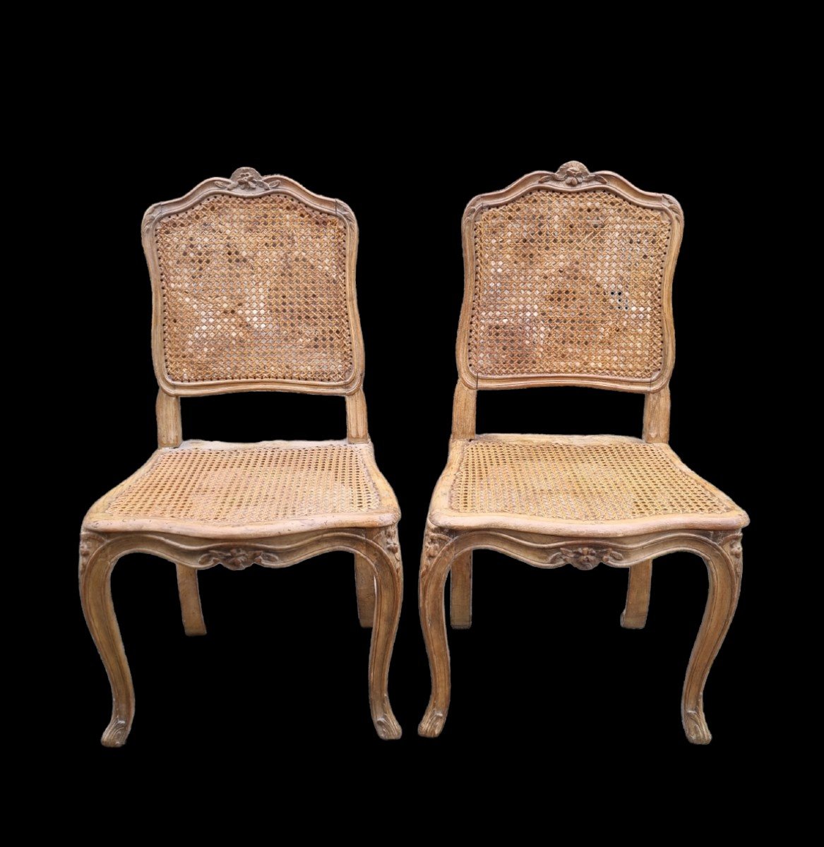 PAIRE DE CHAISES ÉPOQUE LOUIS XV ESTAMPILLE DE JEAN BAPTISTE LEROUGE XVIIIe A FOND DE CANNE-photo-2