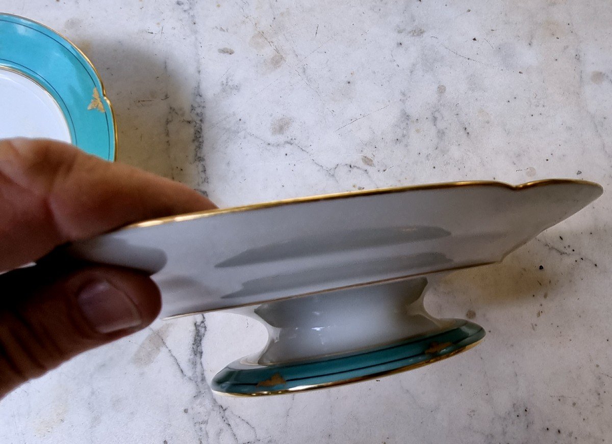 Pair Of Armorial Cake Dishes Napoleon III Period Porcelain De Paris-photo-3