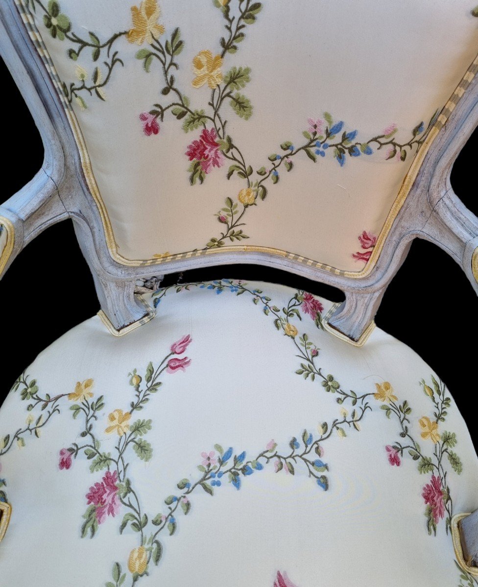 PAIRE DE FAUTEUILS EN CABRIOLET STYLE LOUIS XV EPOQUE XIXe CABRIOLETS PEINTS-photo-3
