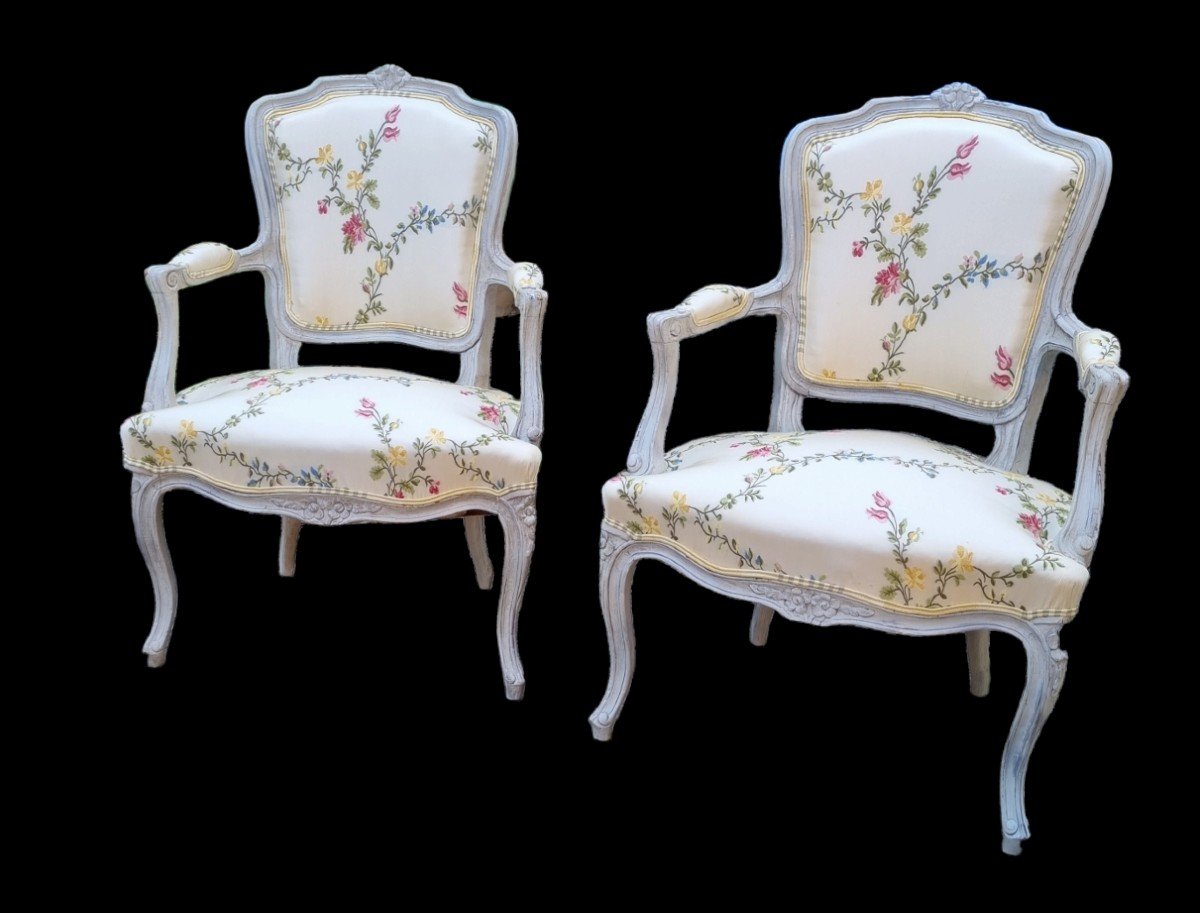 PAIRE DE FAUTEUILS EN CABRIOLET STYLE LOUIS XV EPOQUE XIXe CABRIOLETS PEINTS-photo-5