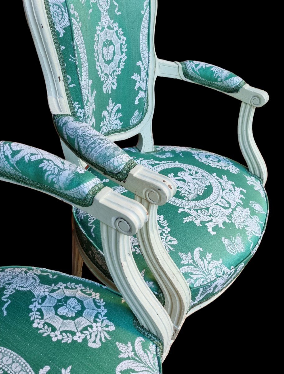 Pair Of Cabriolet Armchairs Early Louis XVI Painted Cabriolets-photo-3