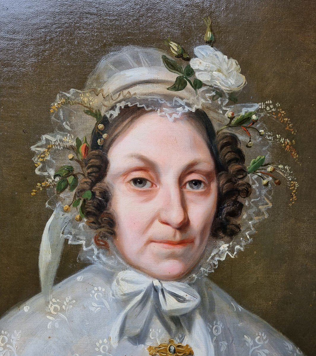 PORTRAIT DE FEMME HUILE ÉPOQUE CHARLES X VERS 1830 ÉPOQUE ROMANTIQUE-photo-5