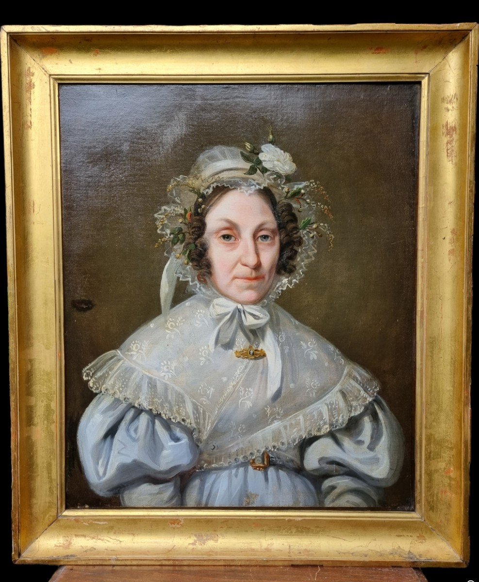 PORTRAIT DE FEMME HUILE ÉPOQUE CHARLES X VERS 1830 ÉPOQUE ROMANTIQUE
