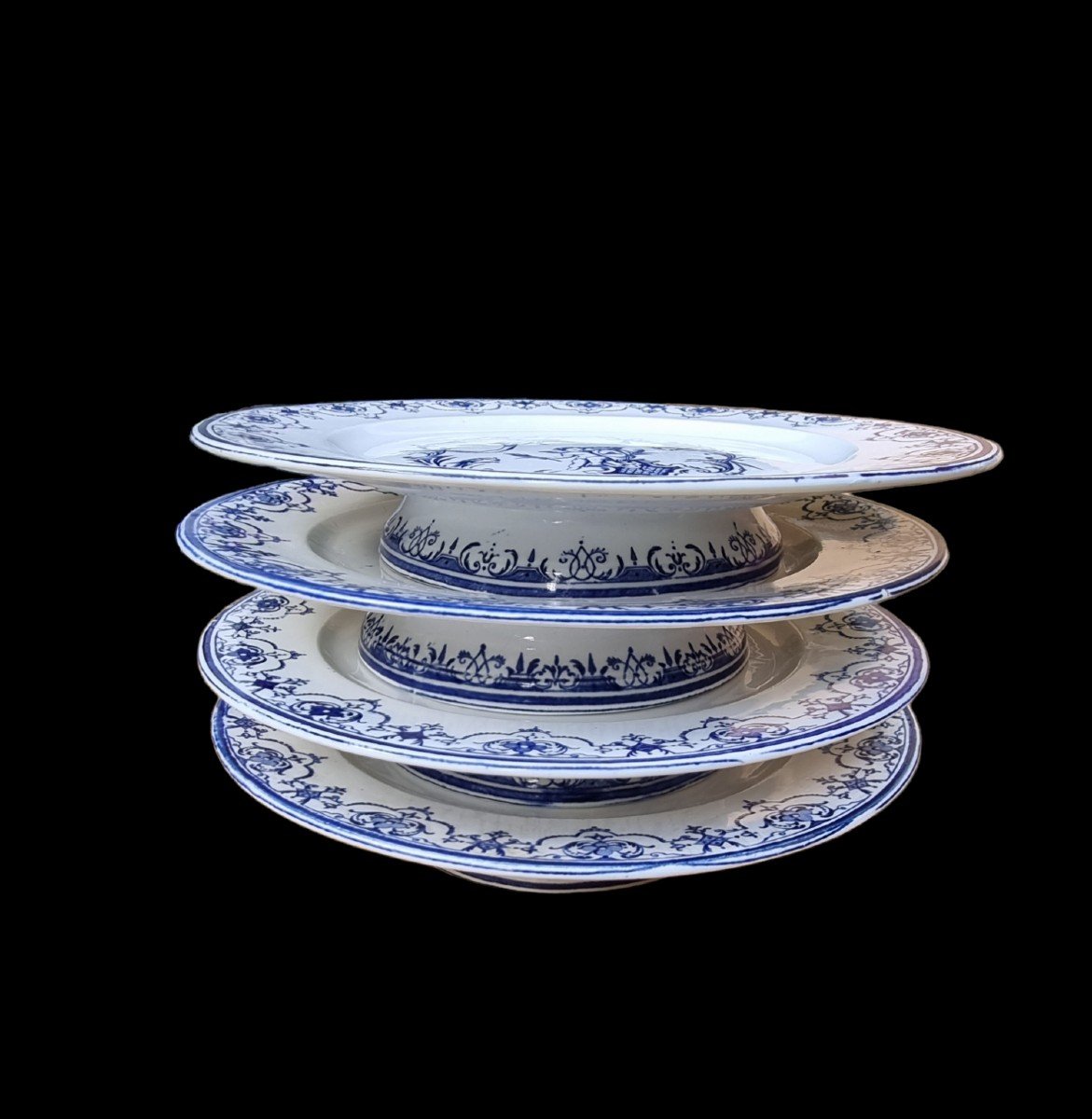 4 Fine Earthenware Moustiers Cake Dishes By Jules Vieillard In Bordeaux-photo-2