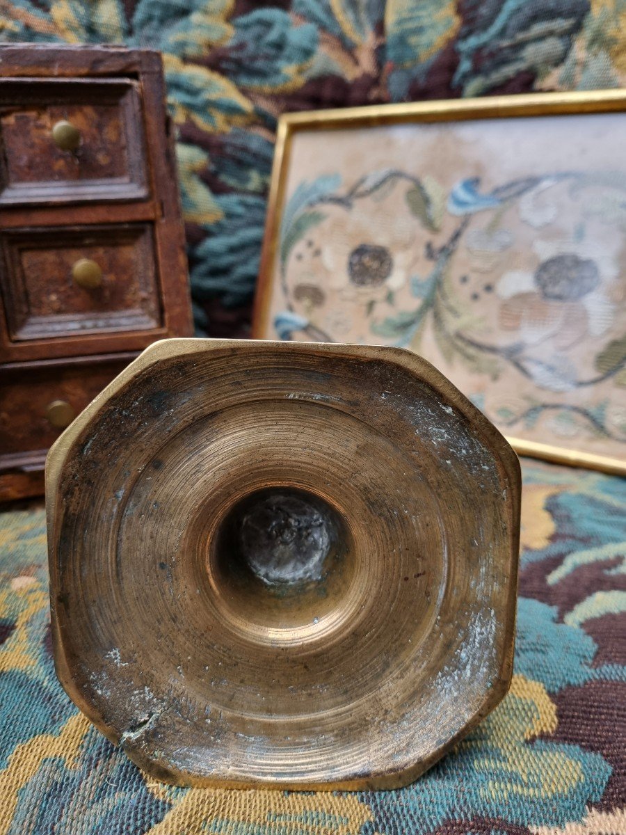 Brass Candlestick Time Late 17th Louis XIV Bronze-photo-2