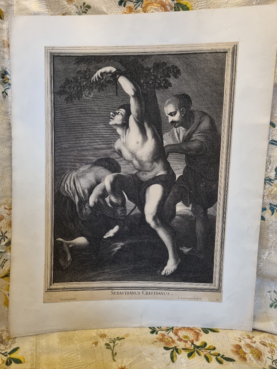 SAINT SEBASTIEN - Gravure XVIIIe Valentin de Boulogne Jacques Coelemans Caravagisme-photo-4