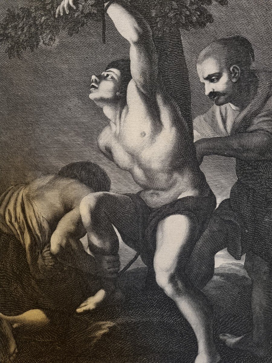 SAINT SEBASTIEN - Gravure XVIIIe Valentin de Boulogne Jacques Coelemans Caravagisme