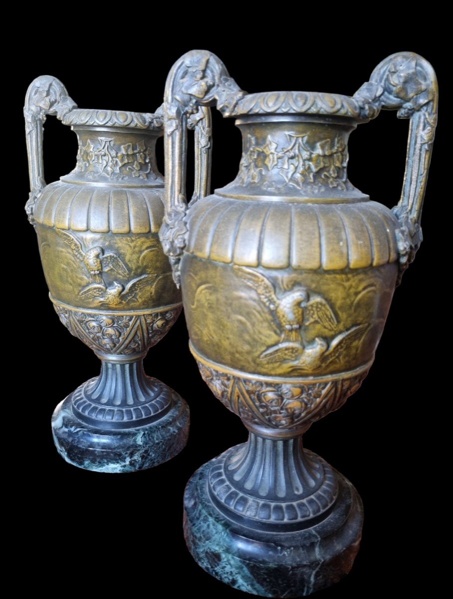 Pair Of Antique Al Vases Napoleon III Period Regule Grand Tour