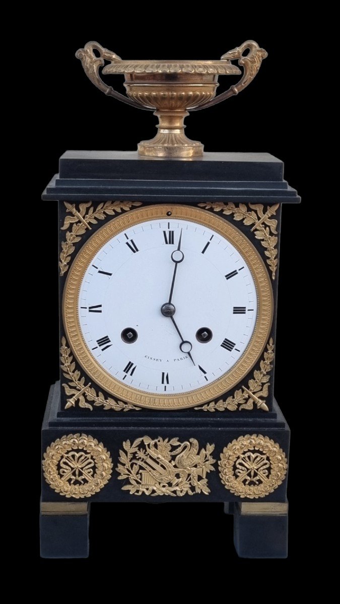 Empire Period Patina And Golden Bronze Clock-photo-4