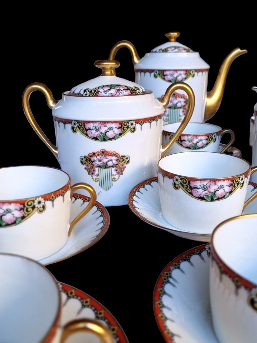 PORCELAINE DE LIMOGES - SERVICE A THÉ ART DÉCO VERS 1930 
