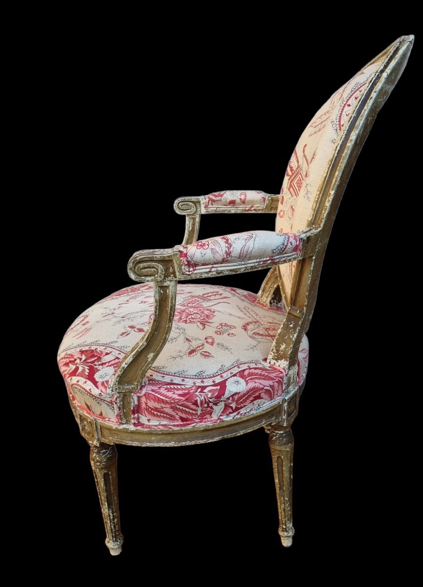 Louis XVI Period Armchair Completely Redone Braquenié Fabric-photo-2