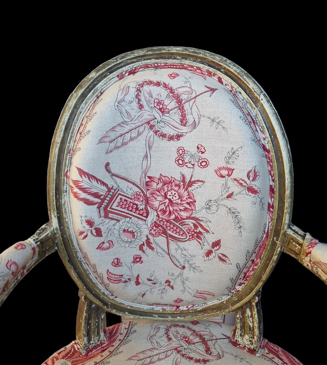 Louis XVI Period Armchair Completely Redone Braquenié Fabric-photo-3