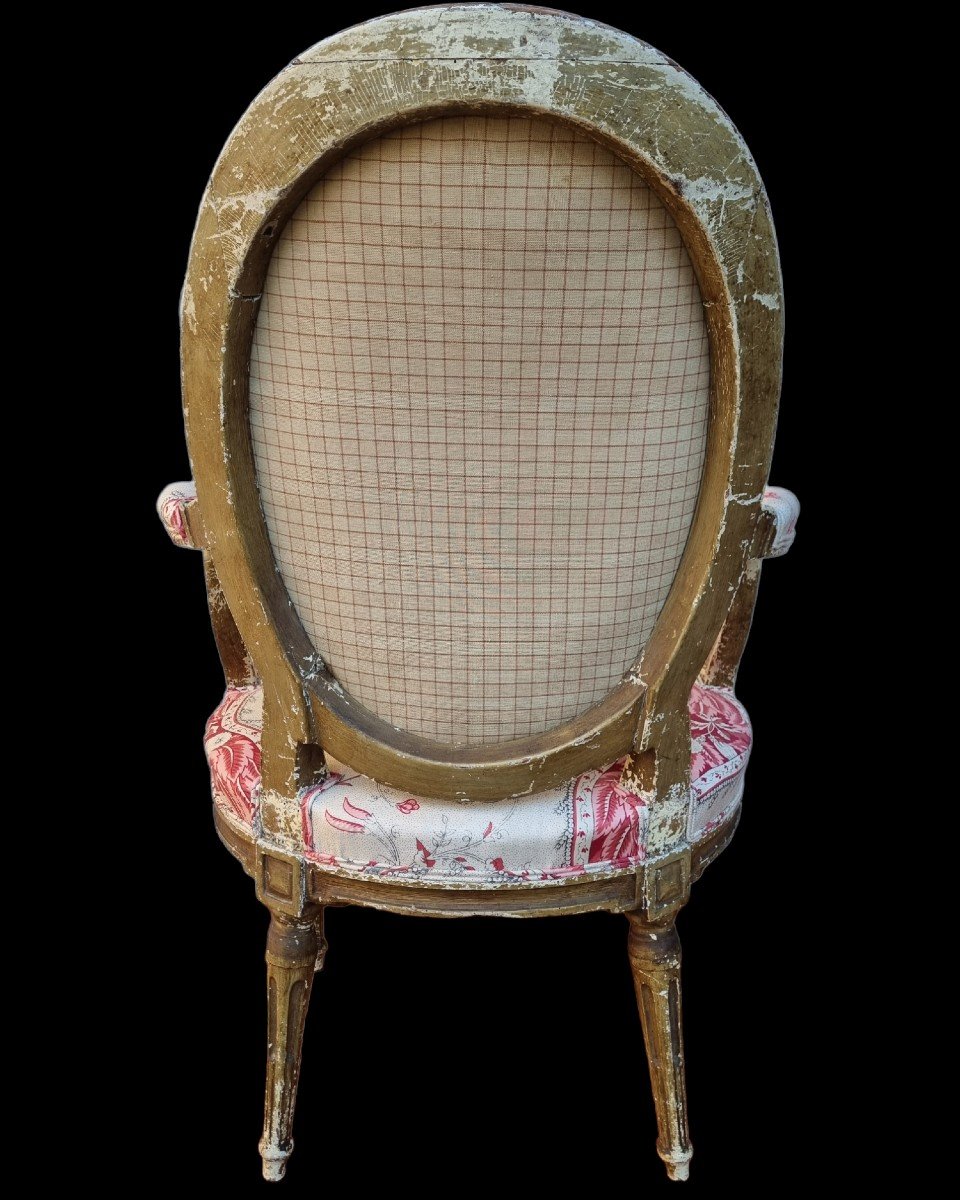 Louis XVI Period Armchair Completely Redone Braquenié Fabric-photo-4