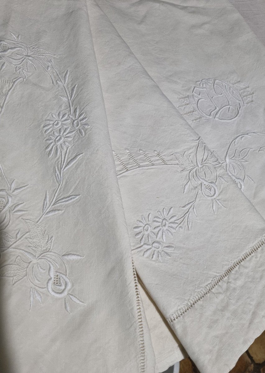 Embroidered Linen Yarn Sheet Debut Twentieth-photo-1