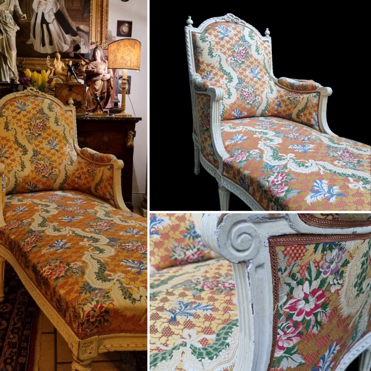 DUCHESSE CHAISE DE REPOS EPOQUE LOUIS XVI XVIIIe.  BRISÉE RECAMIER LIT 