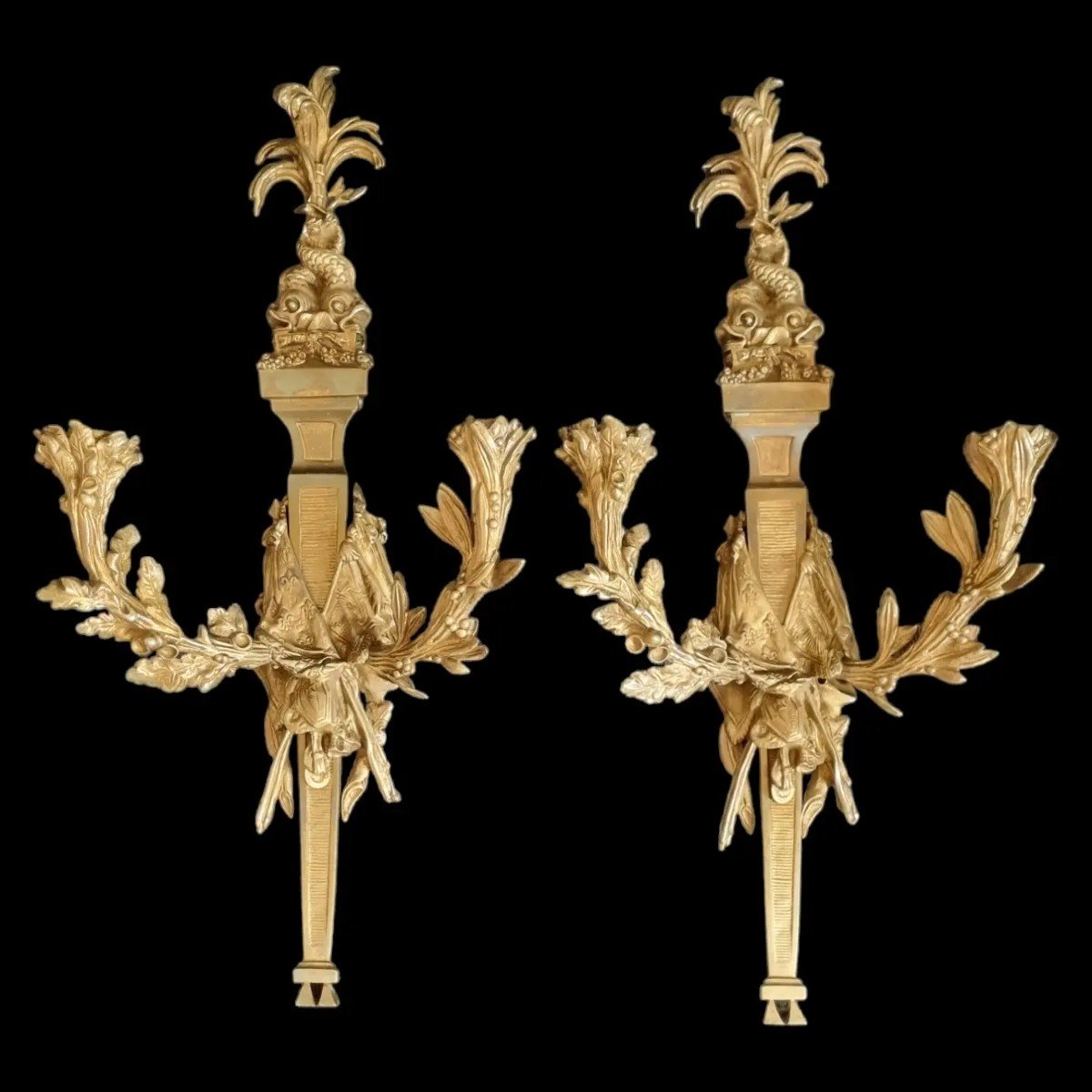 Louis XVI Dauphin - Paire d'Appliques Bronze Dore Souvenir Royal Royaliste-photo-2