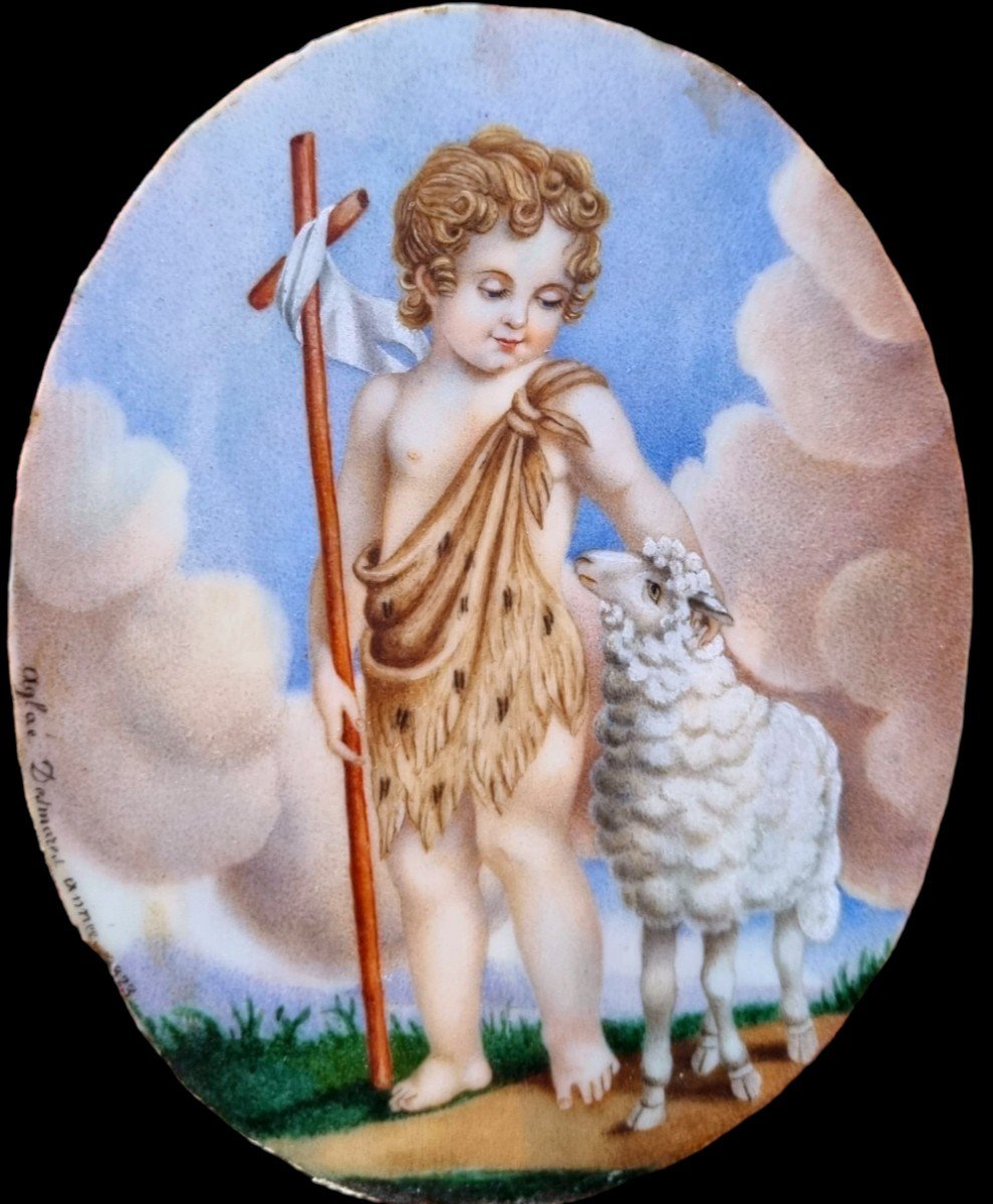 Miniature On Ivory Saint Jean Baptiste 1823 Charles X Religion