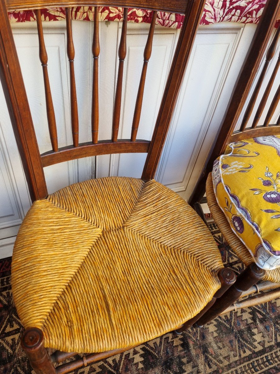 PAIRE DE CHAISES PAILLÈES ÉPOQUE DIRECTOIRE FIN XVIIIe  DEUX-photo-3