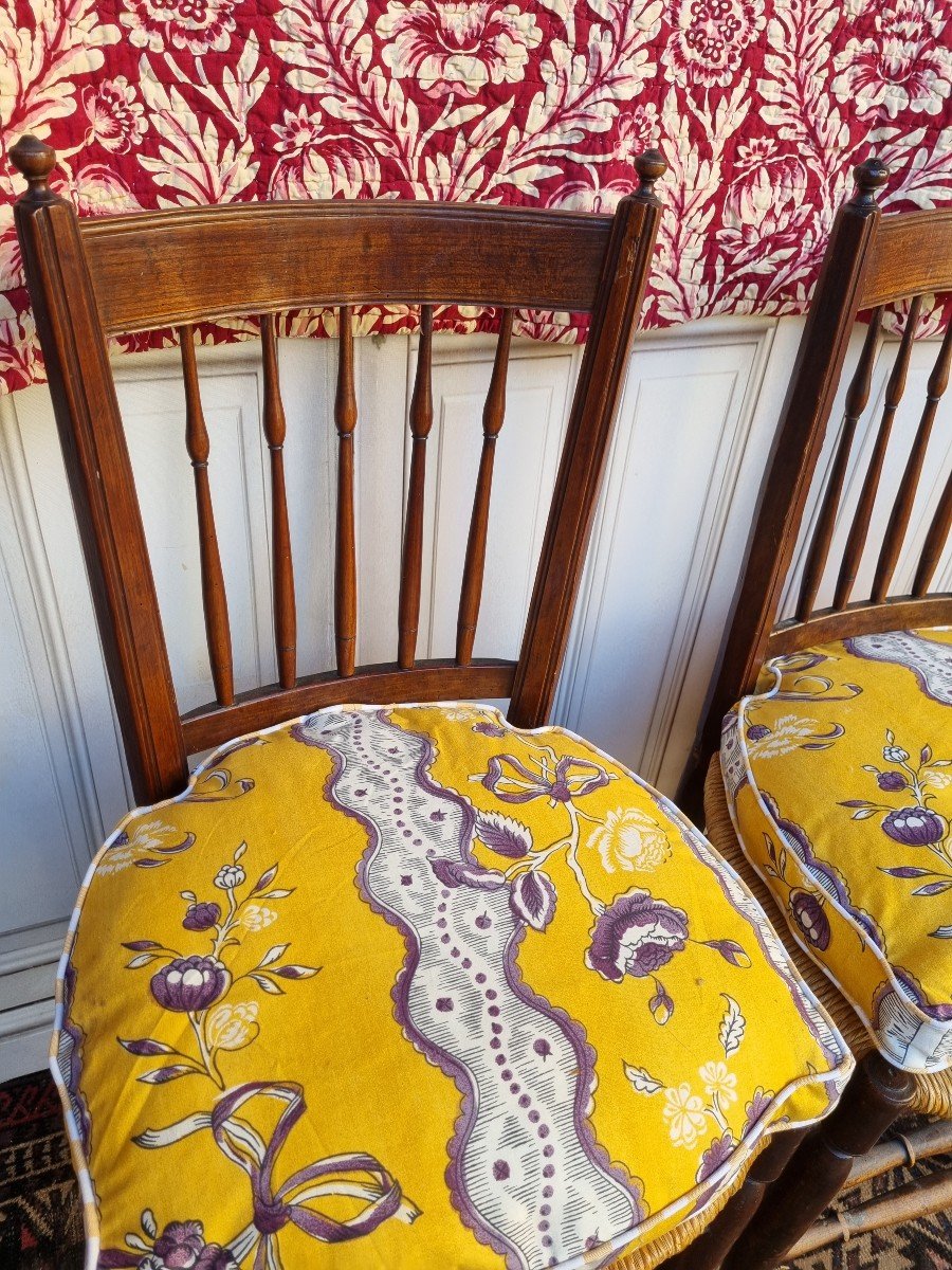 PAIRE DE CHAISES PAILLÈES ÉPOQUE DIRECTOIRE FIN XVIIIe  DEUX-photo-4