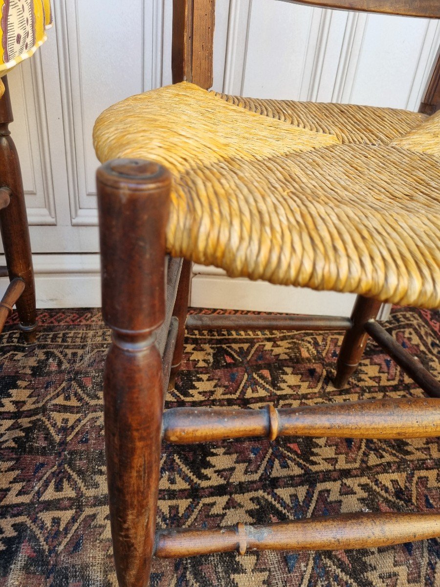 PAIRE DE CHAISES PAILLÈES ÉPOQUE DIRECTOIRE FIN XVIIIe  DEUX-photo-1
